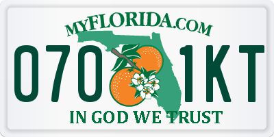 FL license plate 0701KT