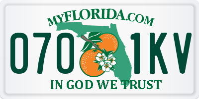 FL license plate 0701KV