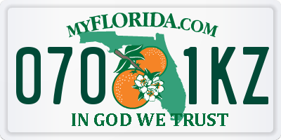 FL license plate 0701KZ