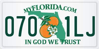 FL license plate 0701LJ