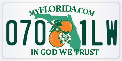 FL license plate 0701LW