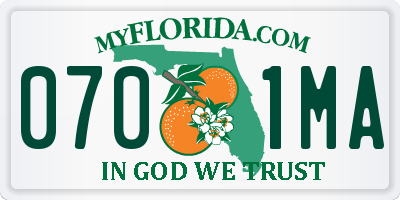 FL license plate 0701MA