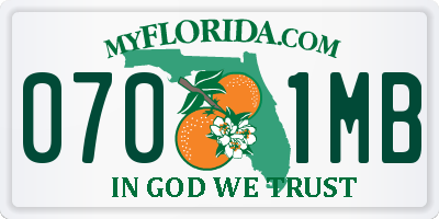 FL license plate 0701MB