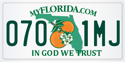 FL license plate 0701MJ
