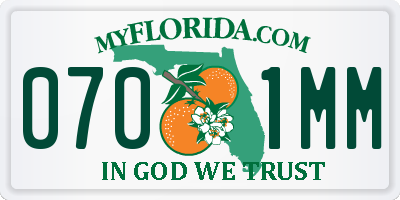 FL license plate 0701MM