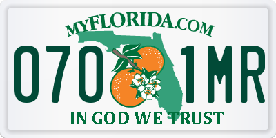 FL license plate 0701MR