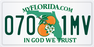 FL license plate 0701MV