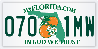 FL license plate 0701MW