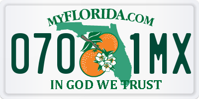 FL license plate 0701MX