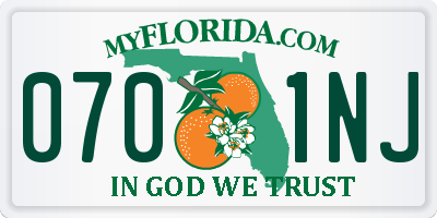 FL license plate 0701NJ