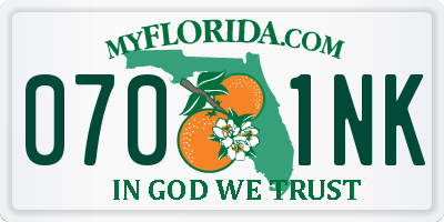 FL license plate 0701NK