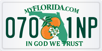 FL license plate 0701NP