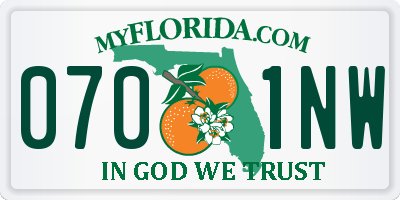 FL license plate 0701NW