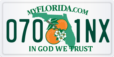 FL license plate 0701NX