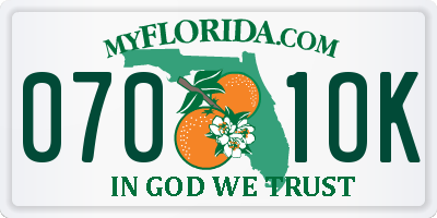 FL license plate 0701OK