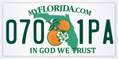 FL license plate 0701PA