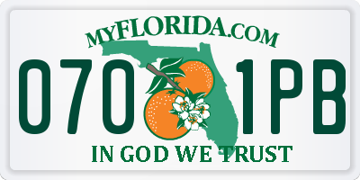 FL license plate 0701PB