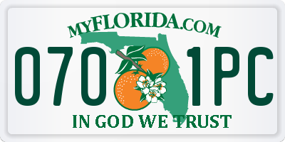 FL license plate 0701PC