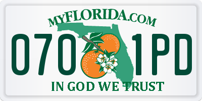 FL license plate 0701PD