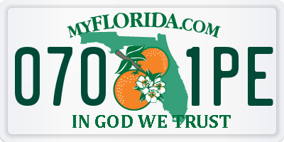 FL license plate 0701PE