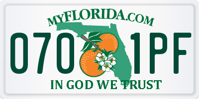 FL license plate 0701PF