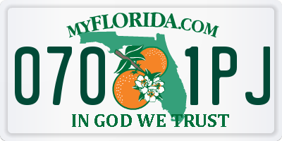 FL license plate 0701PJ