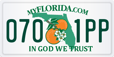 FL license plate 0701PP