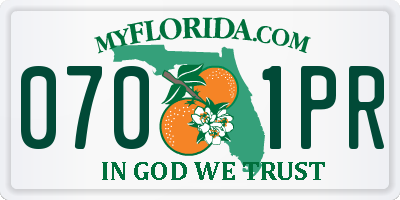 FL license plate 0701PR