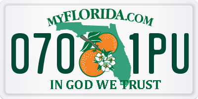 FL license plate 0701PU