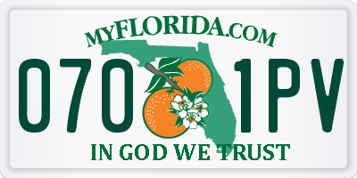 FL license plate 0701PV