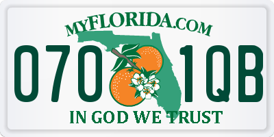FL license plate 0701QB