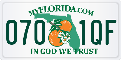 FL license plate 0701QF
