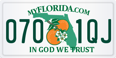 FL license plate 0701QJ