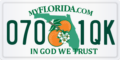FL license plate 0701QK