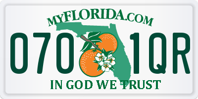 FL license plate 0701QR