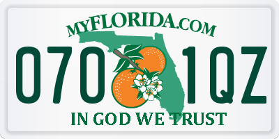 FL license plate 0701QZ