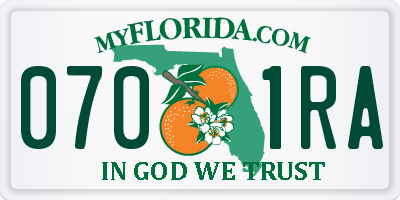 FL license plate 0701RA