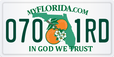 FL license plate 0701RD