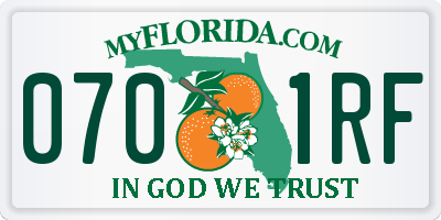 FL license plate 0701RF