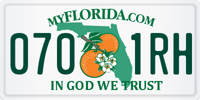 FL license plate 0701RH