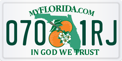 FL license plate 0701RJ