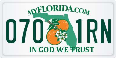 FL license plate 0701RN