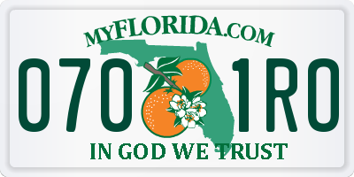 FL license plate 0701RO