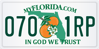 FL license plate 0701RP