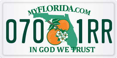 FL license plate 0701RR