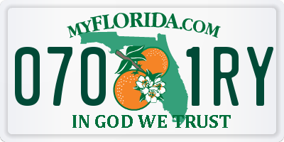 FL license plate 0701RY