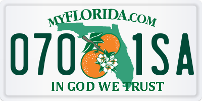 FL license plate 0701SA