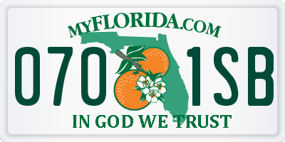 FL license plate 0701SB