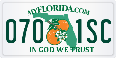 FL license plate 0701SC