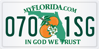 FL license plate 0701SG